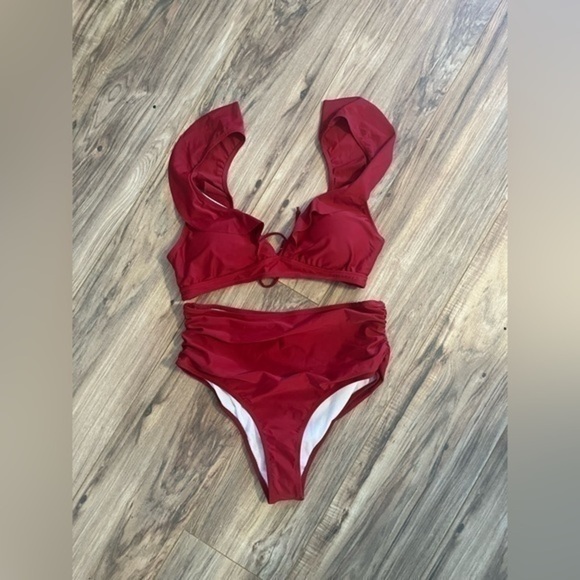 Women Ruffle Bikini Sets Two Piece Push Up High Waist  Bathing Suit Sz XL - Picture 4 of 7